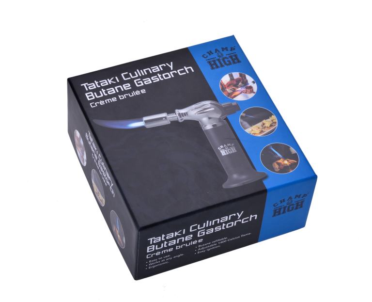 Champ High Creme Brulee Brander Tataki- Double Jetflame Aansteker - 19 cm - Zwart