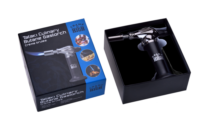 Champ High Creme Brulee Brander Tataki- Double Jetflame Aansteker - 19 cm - Zwart