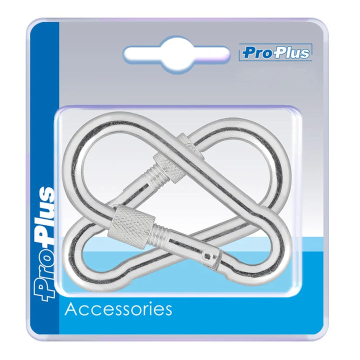 ProPlus Karabijnhaak metaal 8x80mm met schroefsluiting 2 stuks in blister