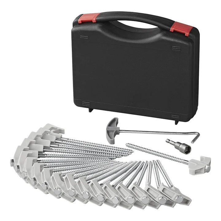ProPlus Tentharing 20 cm metaal schroefbaar met kunststof haak en schroefkop - set van 20 stuks in koffer