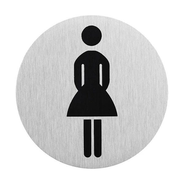 Aluminium deurbordje " pictogram dames WC " Ø75mm