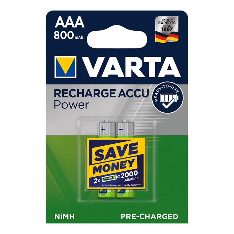 ProPlus Varta Recharge Accu Power batterijen AAA 800 mAh 2 stuks in blister (DECT telefoon)