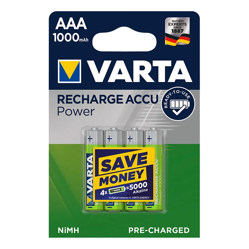 ProPlus Varta Recharge Accu Power batterijen AAA 1000 mAh 4 stuks in blister