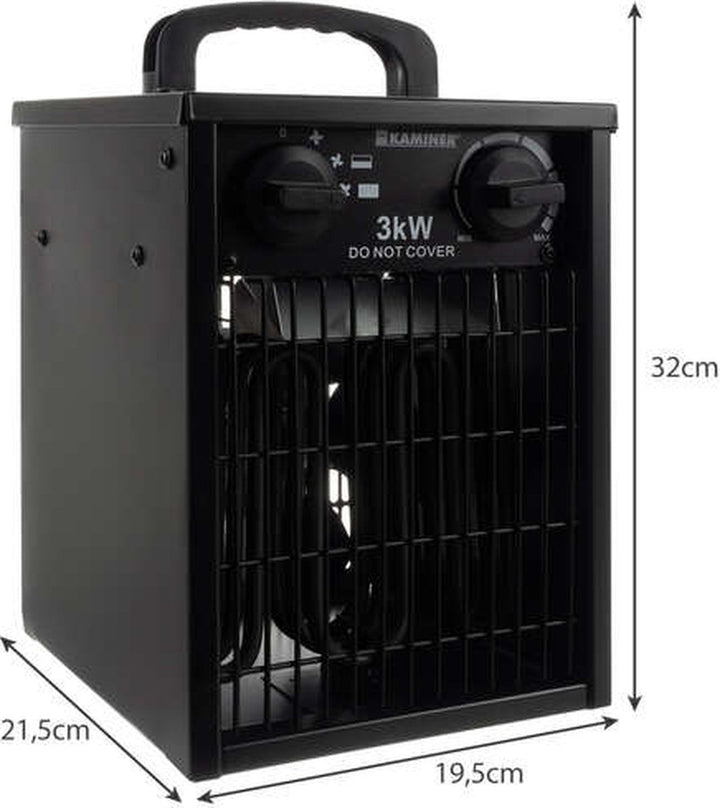 Kaminer Elektrische Heater 3kW - Krachtige Ventilatorkachel met Thermostaat en Oververhittingsbeveiliging