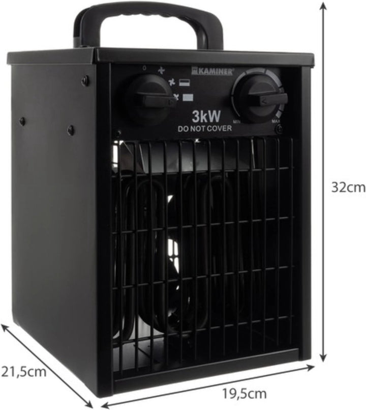 Kaminer Elektrische Heater 3kW - Krachtige Ventilatorkachel met Thermostaat en Oververhittingsbeveiliging