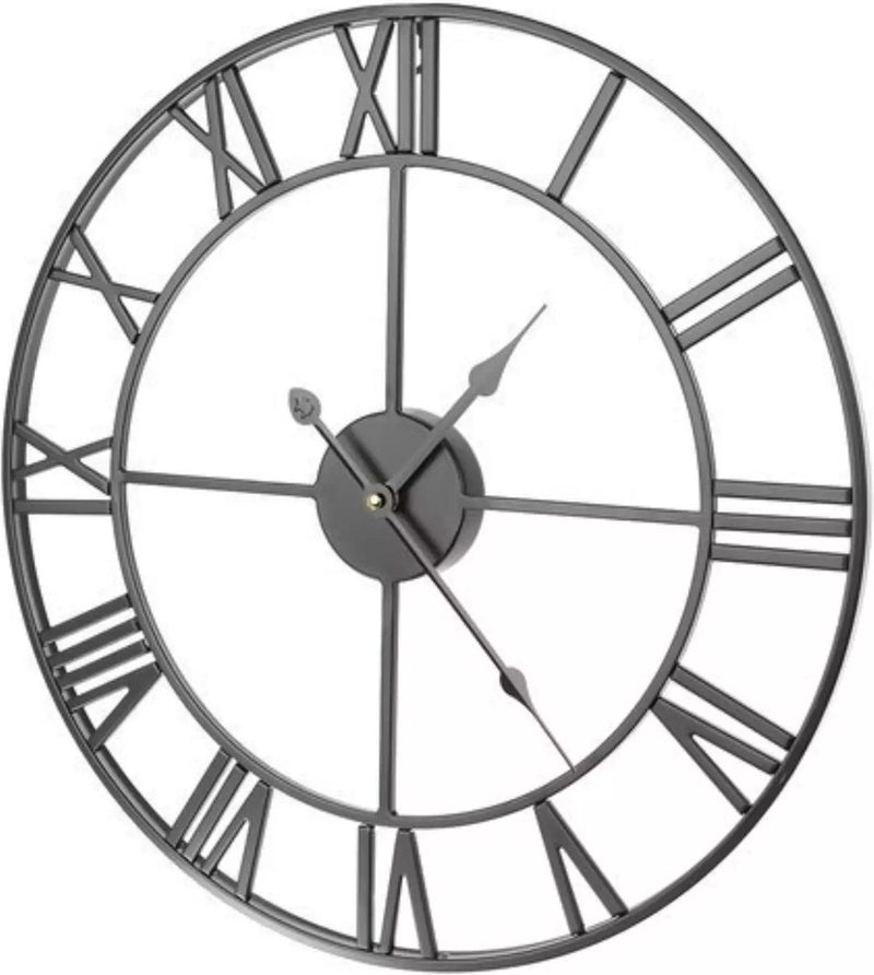 Ruhhy Retro Wandklok - 47.5 cm - Romeinse Cijfers - Zwart