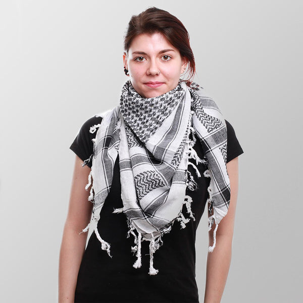 Kufiya - Originele Arafat sjaal - PLO sjaal - Wit met Zwart