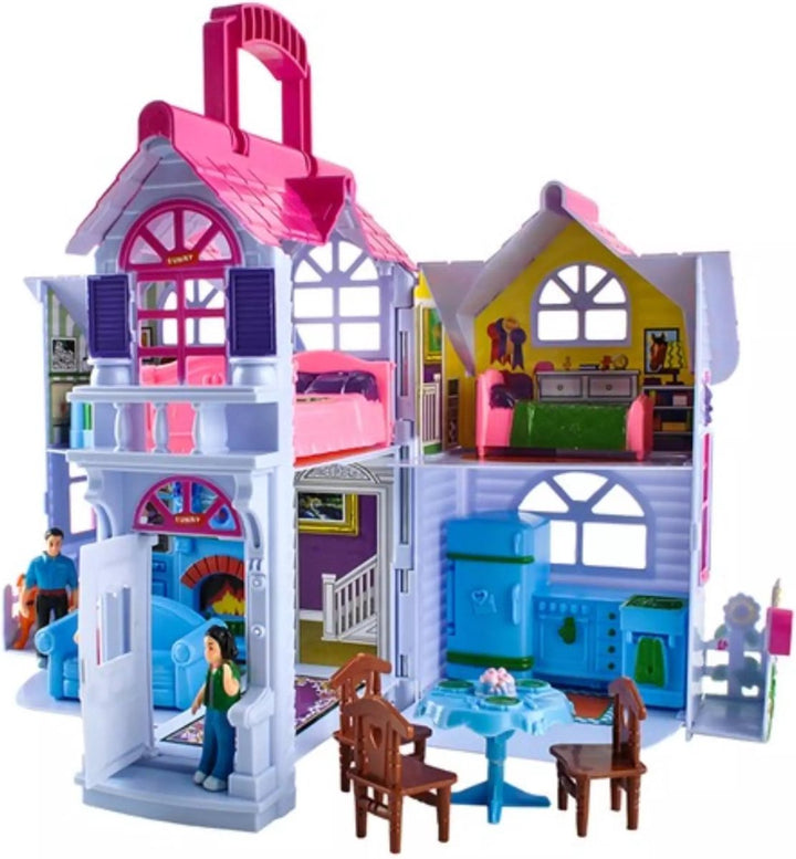 Poppenhuis Uitklapbaar - Opvouwbaar huis voor poppen - Moderne Uitstraling Barbiehuis - Inclusief Meubeltjes - Poppenhuis met Kamer Meubels - Draagbaar Poppenhuis