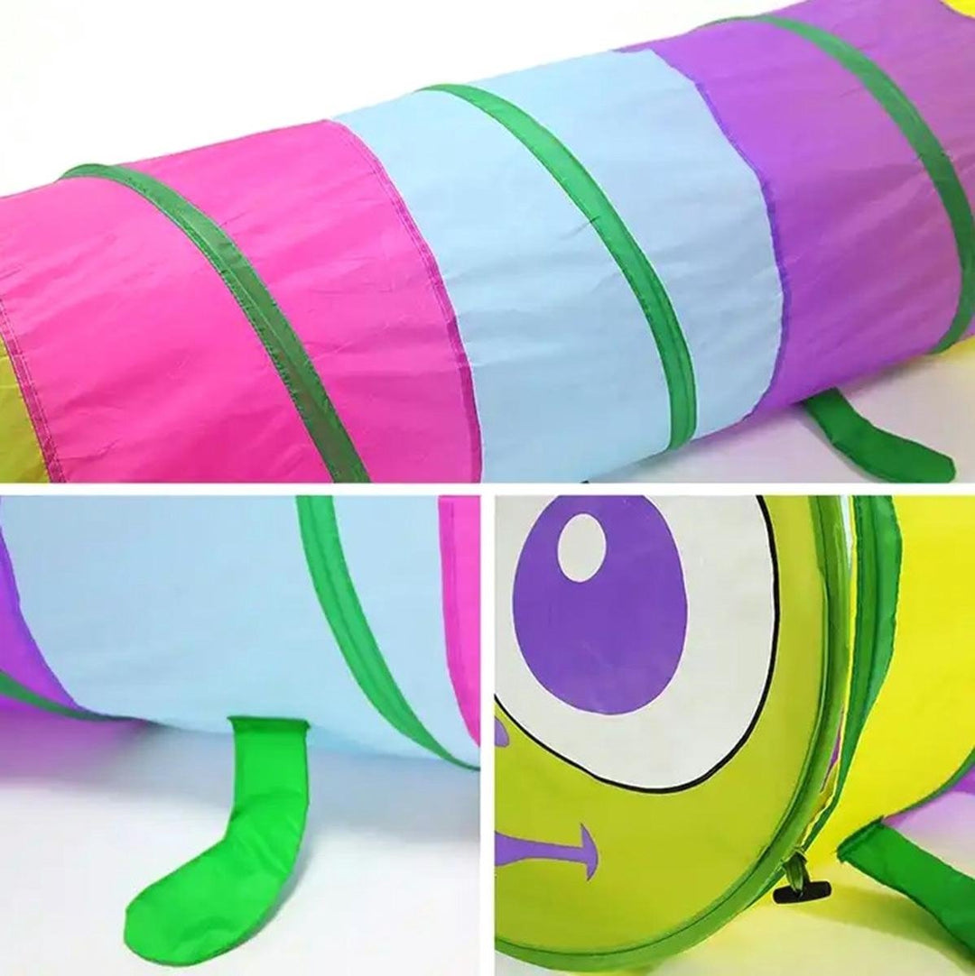 Speeltunnel met Deksel en Opbergtas - Kruiptunnel - Kinderspeelgoed/Binnenspeelgoed / Buitenspeelgoed - Rups - 180 x 45 cm