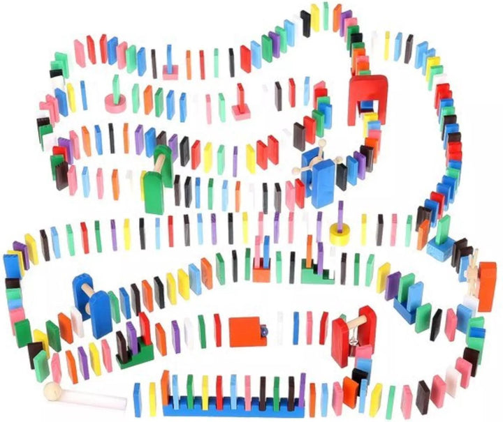 Extra Grote Domino Set van Hout - 1131 Delig met 1080 Domino Stenen &amp; 45 Elementen - Vloerspel - voor Kinderen en Volwassenen - Verjaardag Cadeau Jongens en Meisjes