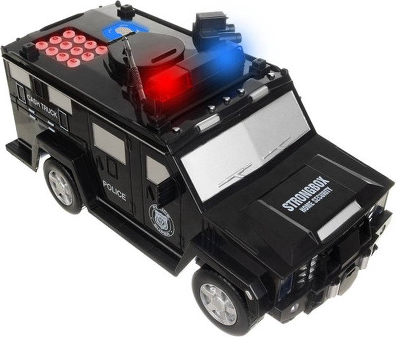 Kluis met Pincode & Geluid -Politie Auto - Spaarpot - Munten & Briefgeld - Automatisch Spaarvarken - Educatief Speelgoed