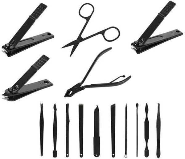 Manicure Set - Pedicure Set - Nagelknipper- 15-Delige RVS Nagel Verzorging Set - Nagelschaar - Etui - Epileer Pincet