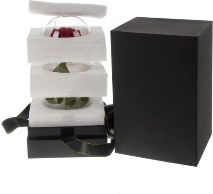 Roos in Glas - Led Verlichting - Malatec - Luxe Verpakking in Doos - Tafellamp - Sfeerverlichting