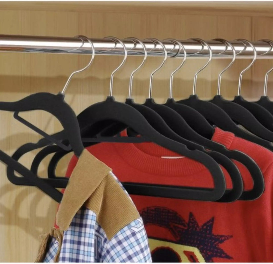 Ruhhy Kledinghangers 20 stuks in Zwart Velvet - Stijlvolle Garderobe Oplossing