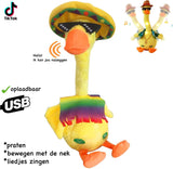 Dansende Eend - OPLAADBAAR - Interactieve Pratende Knuffel- Dancing Duck - div liedjes - praat je na - Met USBlader
