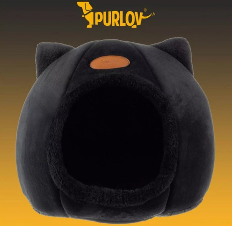 Purlov Plush Cat Bed - Luxe Huisje voor Jouw Kat
