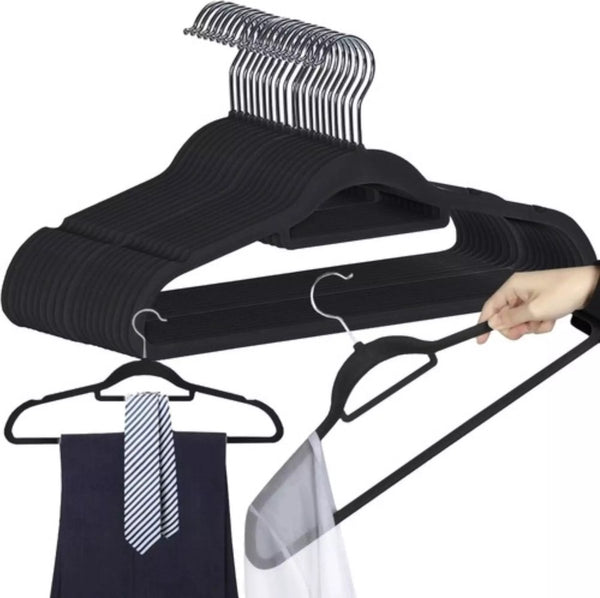 Ruhhy Kledinghangers 20 stuks in Zwart Velvet - Stijlvolle Garderobe Oplossing