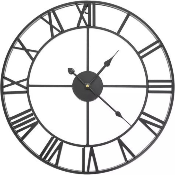 Ruhhy Retro Wandklok - 47.5 cm - Romeinse Cijfers - Zwart