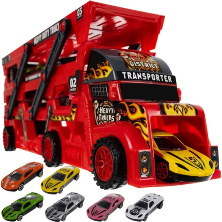 Vrachtwagen Set met Lanceerder en 6 speelgoedautos