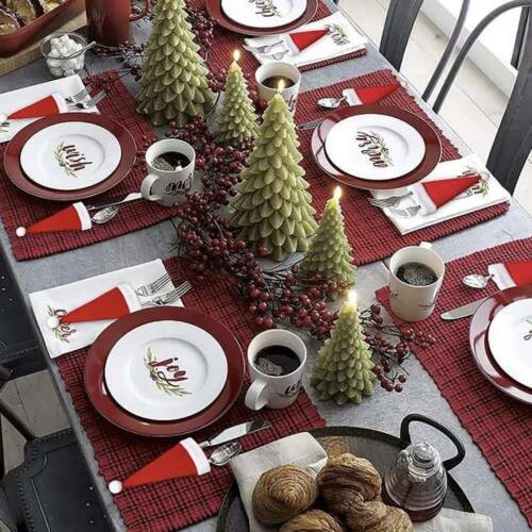 Kerstmutsjes bestekhouder - Bestekhouder Kerstmuts - Kersttafel Decoratie - Bestekzakje 12 Stuks