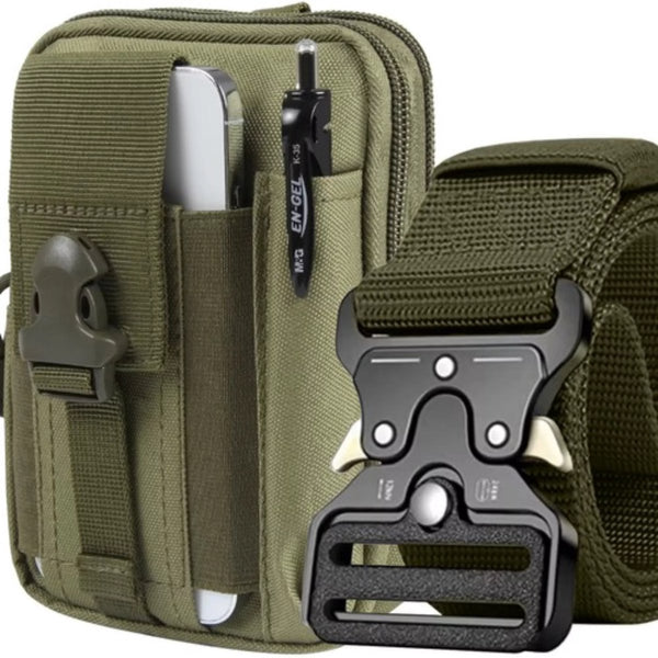 Trizand tactische heuptas - Olijfgroene heuptas met riem voor outdoor en survival