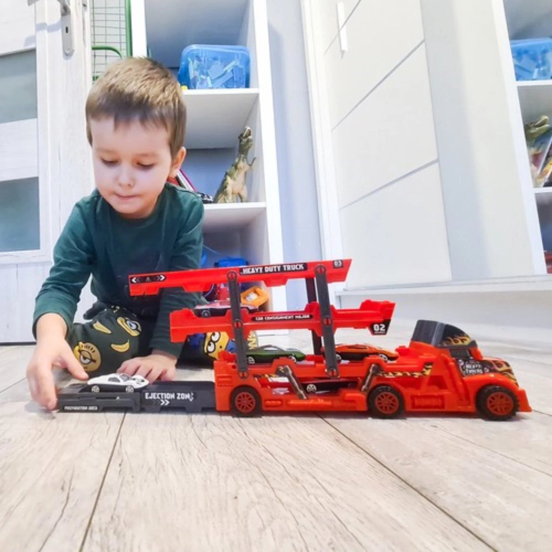 Vrachtwagen Set met Lanceerder en 6 speelgoedautos