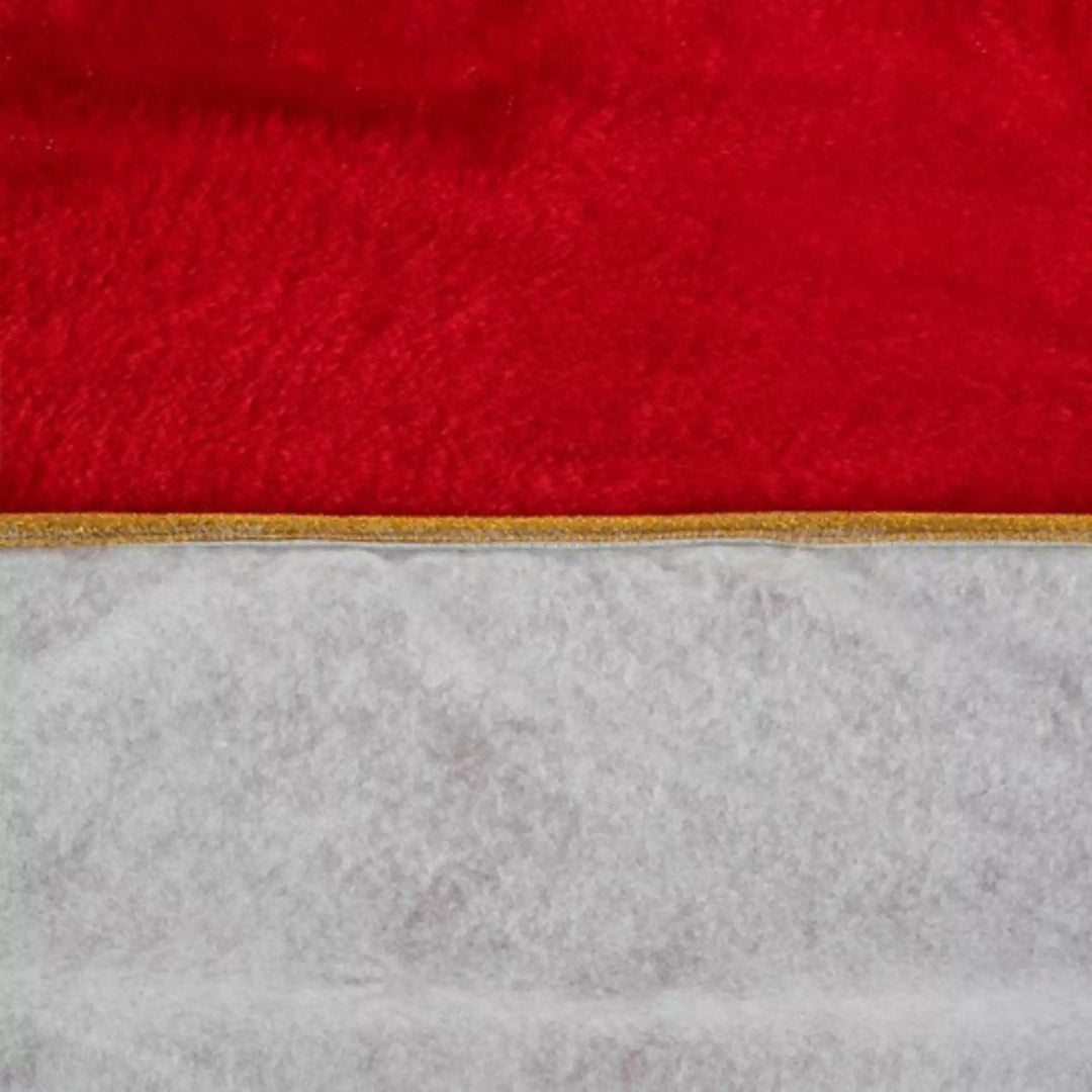 Ruhhy Kerstboommat 90cm met Gouden Binding - Elegante Rode en Witte Decoratie