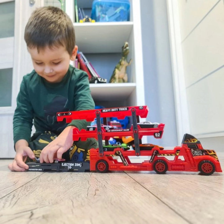 Vrachtwagen Set met Lanceerder en 6 speelgoedautos