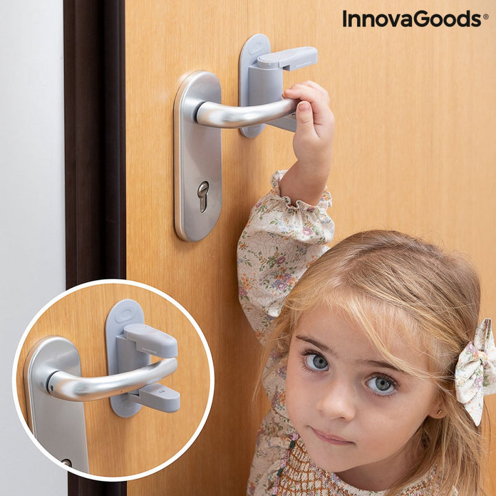 2x Veiligheidsslot Voor Deuren - Deurbeveiliging - Deurklink Vergrendeling Kastbeveiliging - Baby veilig - Baby proof - Kinderslot - Kinderbeveiliging - Hond &amp; Kat beveiliging - Grijs