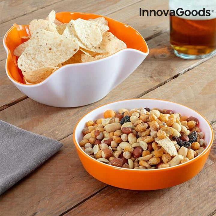 InnovaGoods - 2 in 1 Aperitiefschaaltjes / kommetjes - 2 schaaltjes van verschillende vorm en afmeting