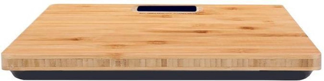 Digitale houten weegschaal van echt bamboe, draagvermogen 180 kg, digitale weegschaal op batterijen 28 x 28 x 3 cm