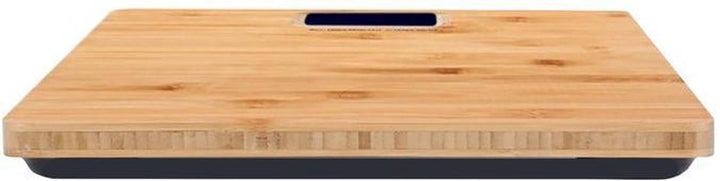 Digitale houten weegschaal van echt bamboe, draagvermogen 180 kg, digitale weegschaal op batterijen 28 x 28 x 3 cm
