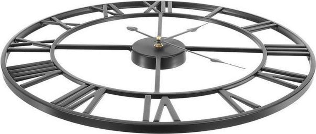 Ruhhy Retro Wandklok - 47.5 cm - Romeinse Cijfers - Zwart