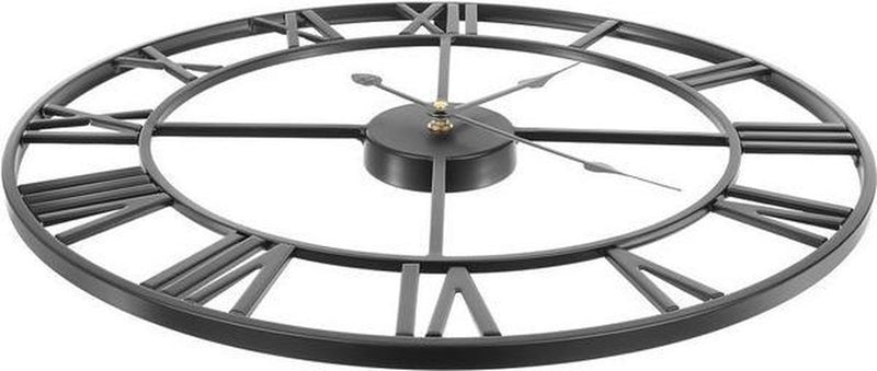 Ruhhy Retro Wandklok - 47.5 cm - Romeinse Cijfers - Zwart