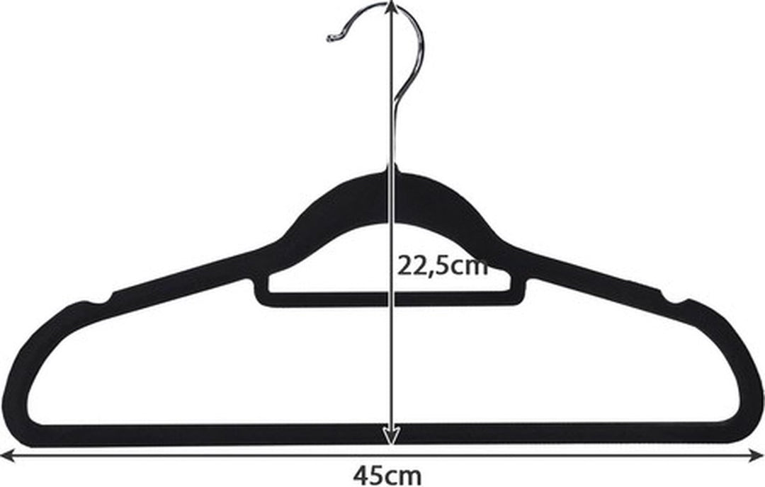 Ruhhy Kledinghangers 20 stuks in Zwart Velvet - Stijlvolle Garderobe Oplossing