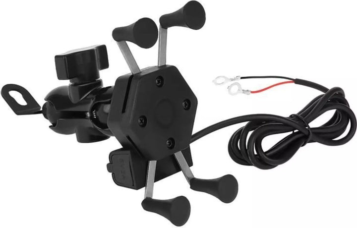 Motorfiets Telefoonhouder - Scooter Telefoonhouder - Mobiele Telefoon Houder Met USB Oplader Voor Op de Motor - Voor op de Brommer - Voor op de Scooter - GPS - Telefoonhouder Motorfiets Motorlader 3D 8685