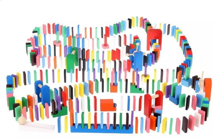 Extra Grote Domino Set van Hout - 1131 Delig met 1080 Domino Stenen &amp; 45 Elementen - Vloerspel - voor Kinderen en Volwassenen - Verjaardag Cadeau Jongens en Meisjes