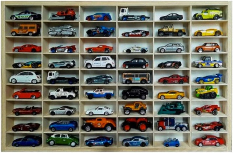Kruzzel Houten Plank voor 54 Modelauto's - Perfect voor Elke Verzamelaar - Opbergkast - Voor kinderen en volwassenen