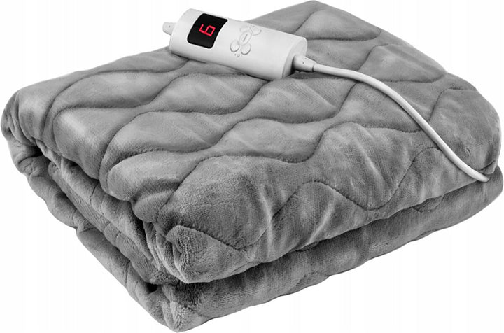 Elektrische Deken - Iso trade - Elektrische bovendeken - Warmte Deken - 2 Persoons - Timer - Grijs - 180x130cm