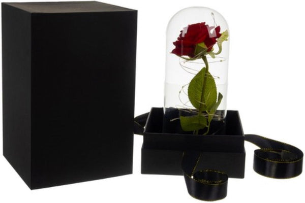 Roos in Glas - Led Verlichting - Malatec - Luxe Verpakking in Doos - Tafellamp - Sfeerverlichting