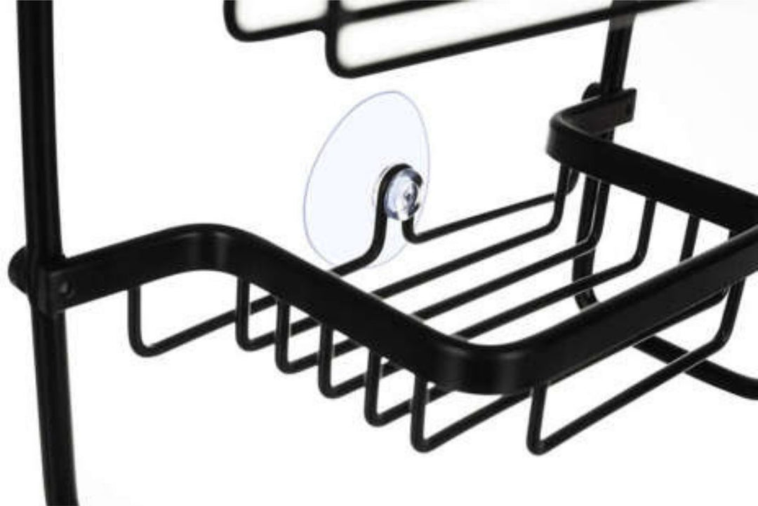 Malatec Doucherek 3 laags - Monteren zonder boren - Zwart - zuignap - Ook voor grote flessen - Opbergrek Douche - 3 etages
