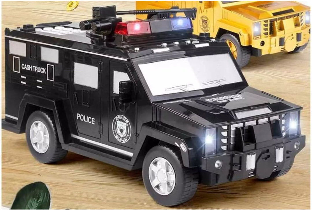 Kluis met Pincode &amp; Geluid -Politie Auto - Spaarpot - Munten &amp; Briefgeld - Automatisch Spaarvarken - Educatief Speelgoed