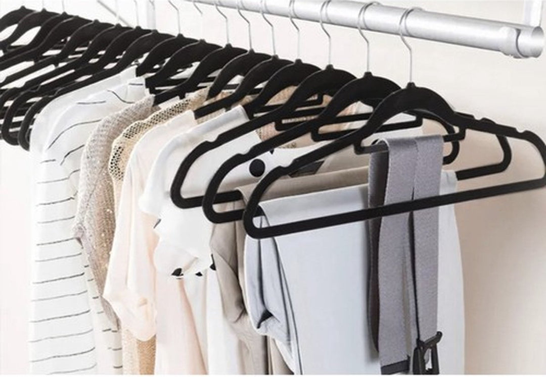 Ruhhy Kledinghangers 20 stuks in Zwart Velvet - Stijlvolle Garderobe Oplossing