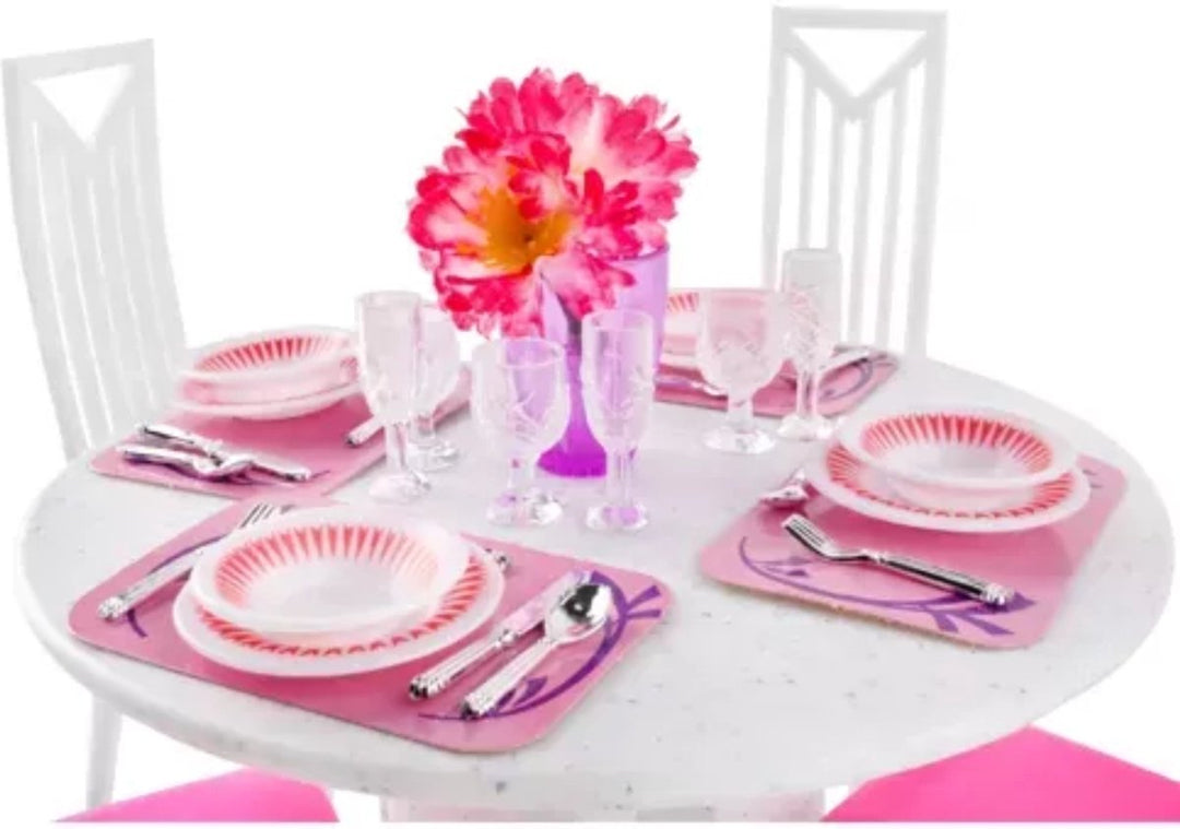 Ruhhy Grote Meubelset voor Poppenhuizen - Complete Set met Tafel, Stoelen, Servies &amp; Meer