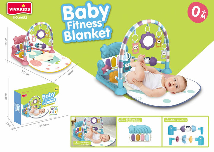 Baby fitness deken - Baby speelmat &amp; Piano - Baby gymtapijt incl. speeltjes - VivaKids