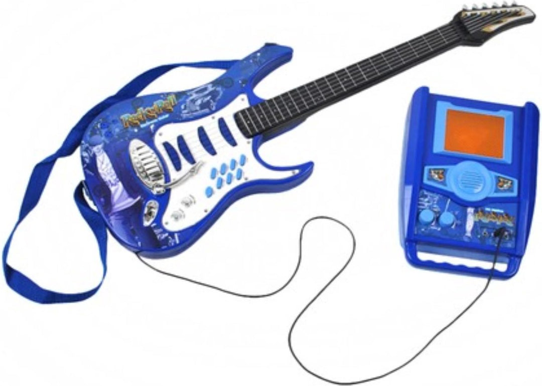 Kruzzel Elektrische Kindergitaar - Met Microfoon en Versterker - Blauw - MP3-ingang