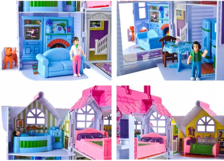 Poppenhuis Uitklapbaar - Opvouwbaar huis voor poppen - Moderne Uitstraling Barbiehuis - Inclusief Meubeltjes - Poppenhuis met Kamer Meubels - Draagbaar Poppenhuis