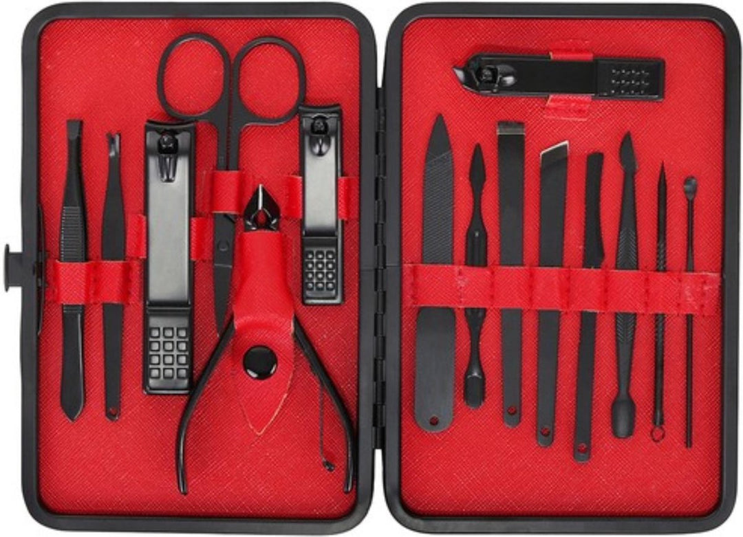 Manicure Set - Pedicure Set - Nagelknipper- 15-Delige RVS Nagel Verzorging Set - Nagelschaar - Etui - Epileer Pincet