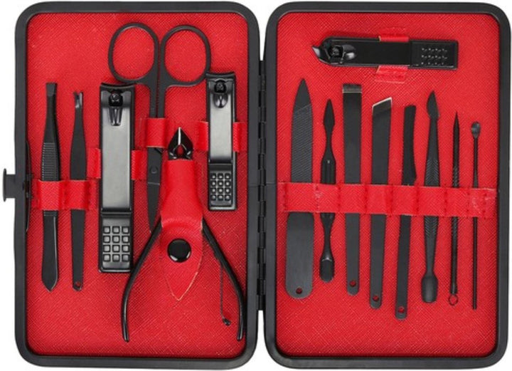 Manicure Set - Pedicure Set - Nagelknipper- 15-Delige RVS Nagel Verzorging Set - Nagelschaar - Etui - Epileer Pincet