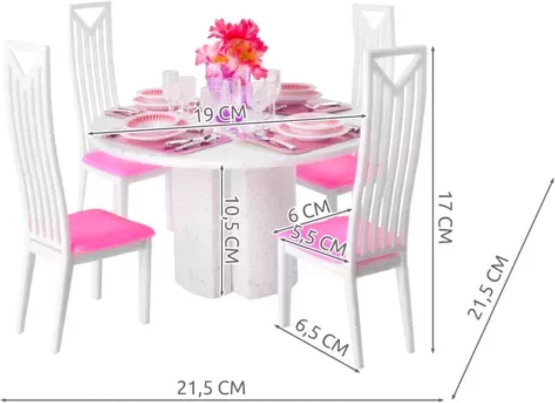 Ruhhy Grote Meubelset voor Poppenhuizen - Complete Set met Tafel, Stoelen, Servies &amp; Meer